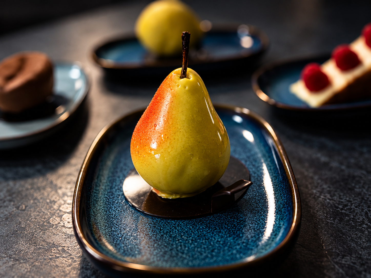 Handcrafted pear-shaped dessert by Piece of Cake
